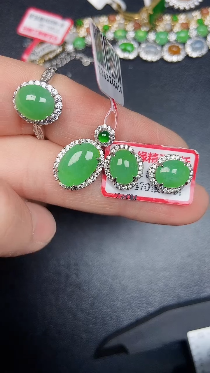 银S925镶嵌戒指翡翠1710