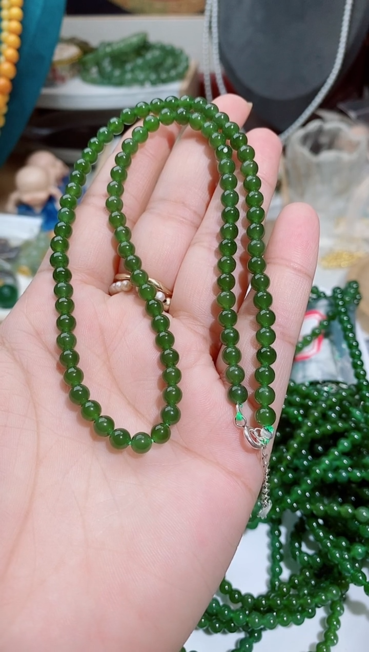 和田玉（碧玉）银S925镶嵌颈饰?****?168一个