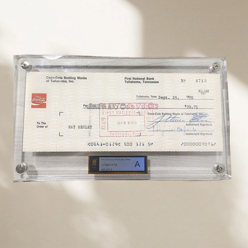 非法定货币可口可乐瓶装公司支票一张已兑付(以实际为准)0103HZ