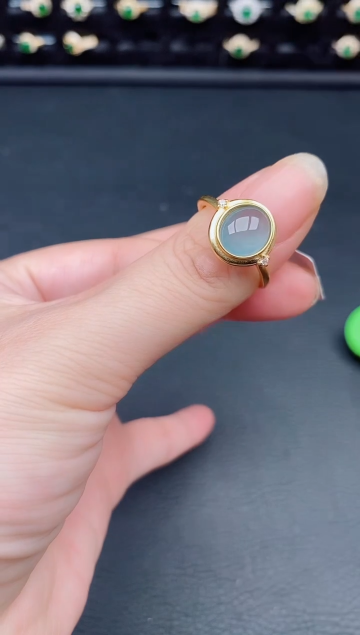 银S925镶嵌戒指翡翠天然a货翡翠106