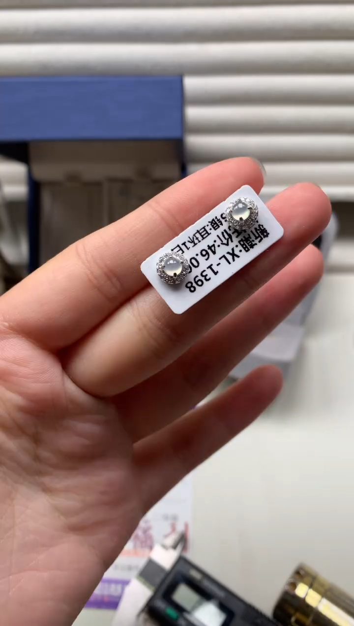 银S925镶嵌戒指翡翠耳饰3