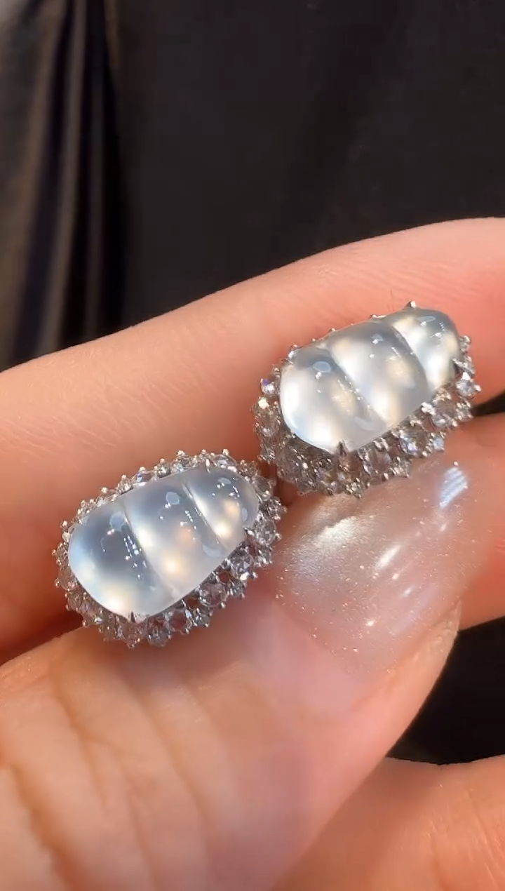 18K金镶嵌翡翠耳饰AL6耳包