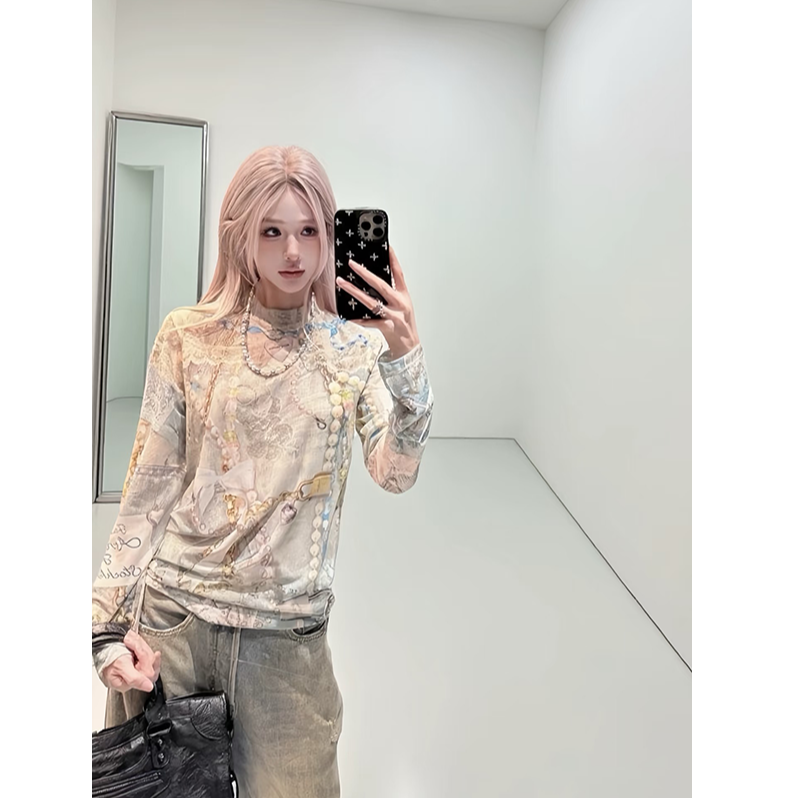 我从来没想过我会错过你 数码满印网纱长袖打底女款