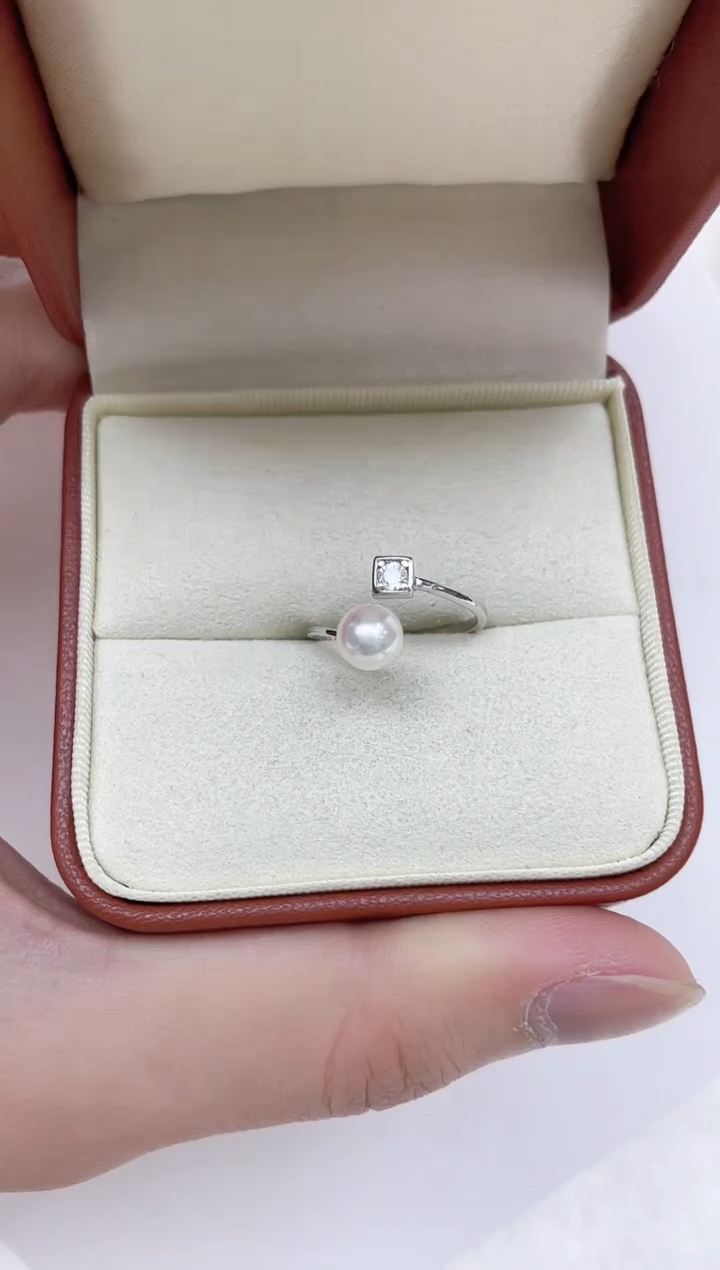 银S925镶嵌海水珍珠戒指海水珍珠戒指