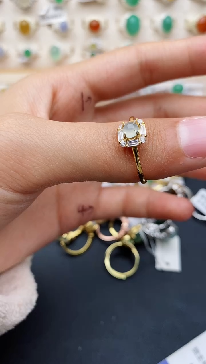 【闪购商品】翡翠戒指银S925镶嵌缅甸翡翠