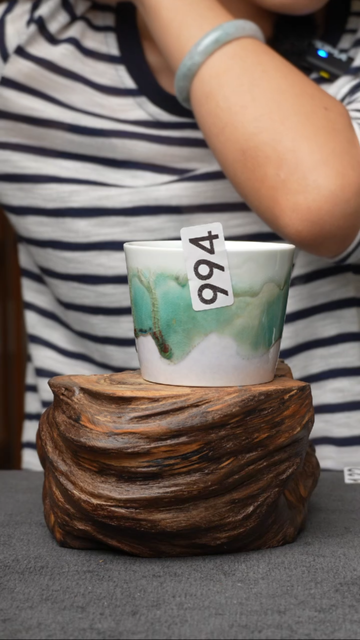 杯子994景德镇手创颜色釉杯（食品级）带冰裂纹