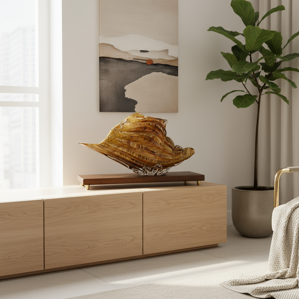 二仚堂淄博琉璃《海螺》李文鹏老师纯手工艺术摆件