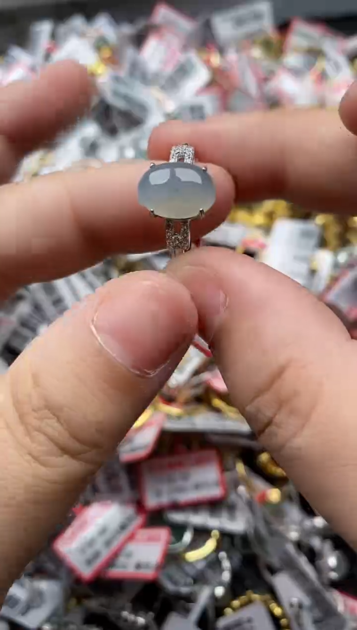 【闪购商品】翡翠戒指银S925镶嵌66666---5
