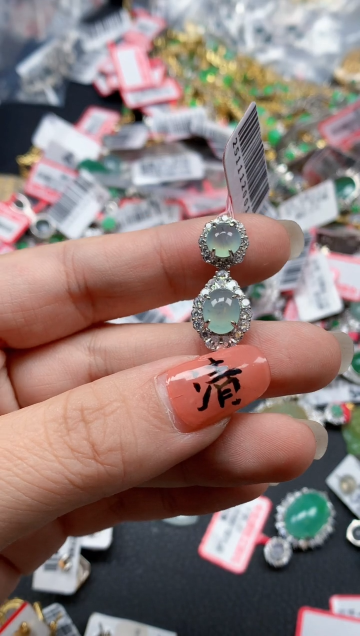 银S925镶嵌戒指翡翠天然A货缅甸翡翠