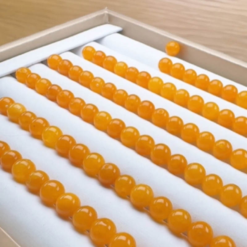 天然缅料A货 10mm左右冰黄 散珠多样性发一