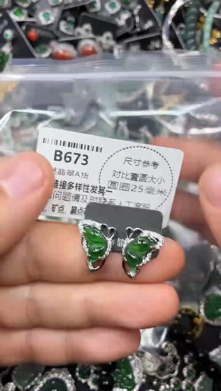 颈饰未镶嵌翡翠B673耳钉