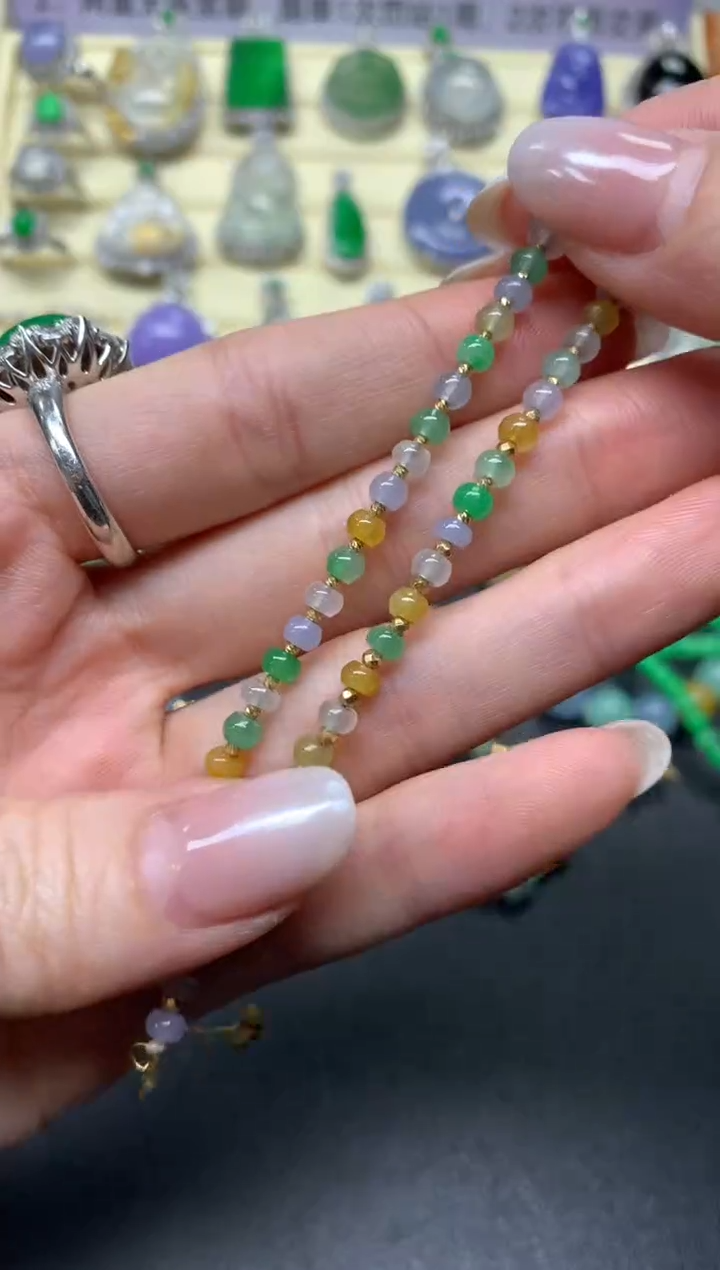 【闪购商品】翡翠手链18K金镶嵌手链|4400+440