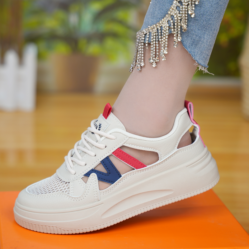 2024夏季小白鞋新款韩版ins女学生增高网面透气板鞋休闲街拍