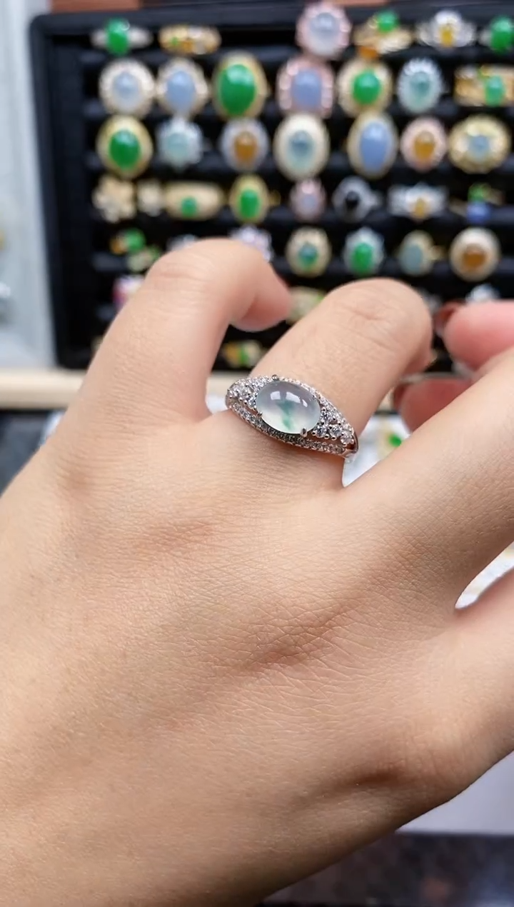 银S925镶嵌戒指翡翠286