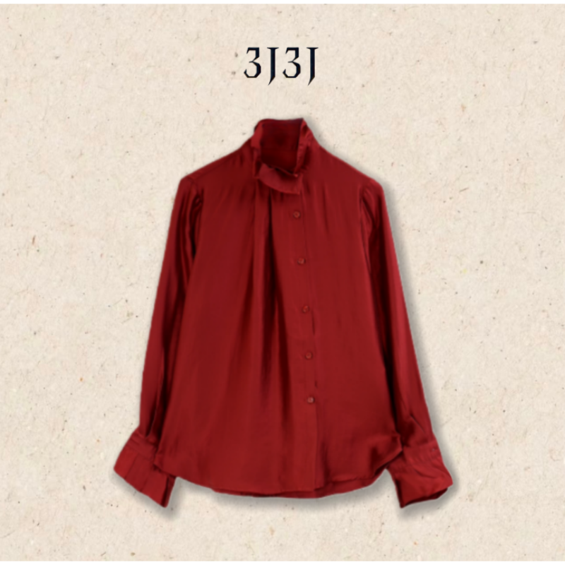 【珠光花苞领】纯色简约单排扣百搭休闲长袖四季衬衫A051369