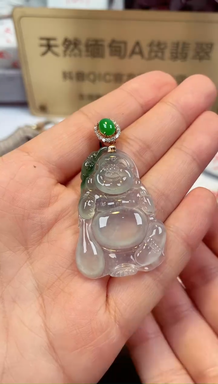 【闪购商品】翡翠颈饰18K金镶嵌天然缅甸翡翠A货