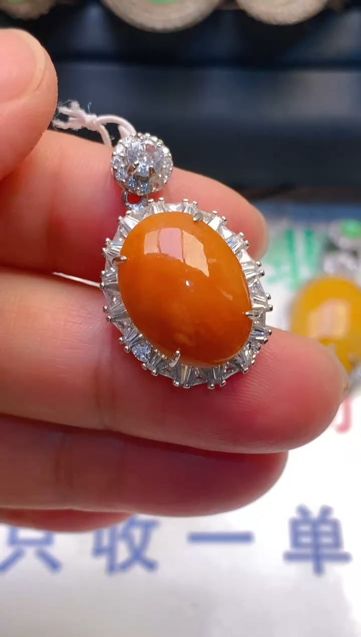 【闪购商品】翡翠耳饰银S925镶嵌天然A货翡翠1