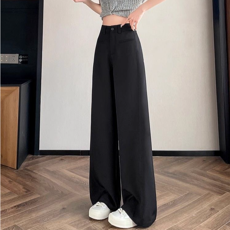 新款加长版高腰直筒裤