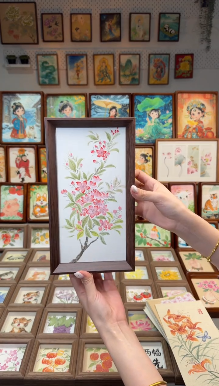 国画桃花枝 手绘国画27