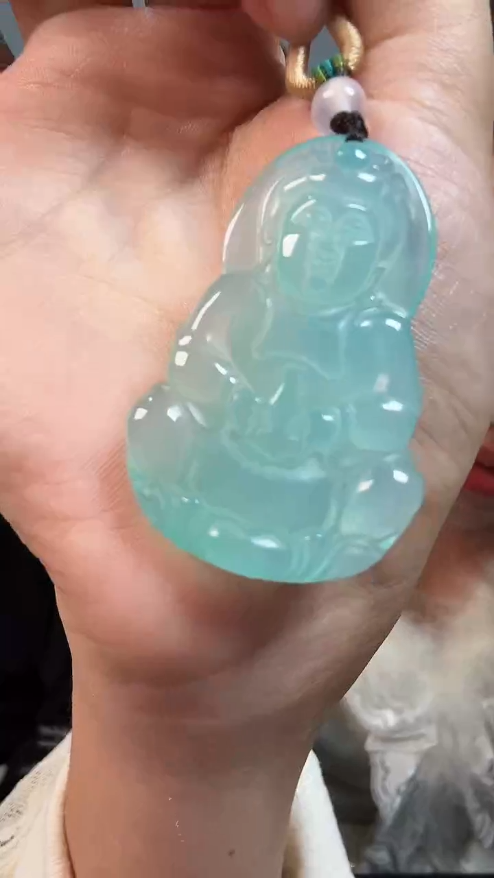 未镶嵌颈饰玛瑙/玉髓5447天然珠宝天空蓝观音带绳多样性发一个