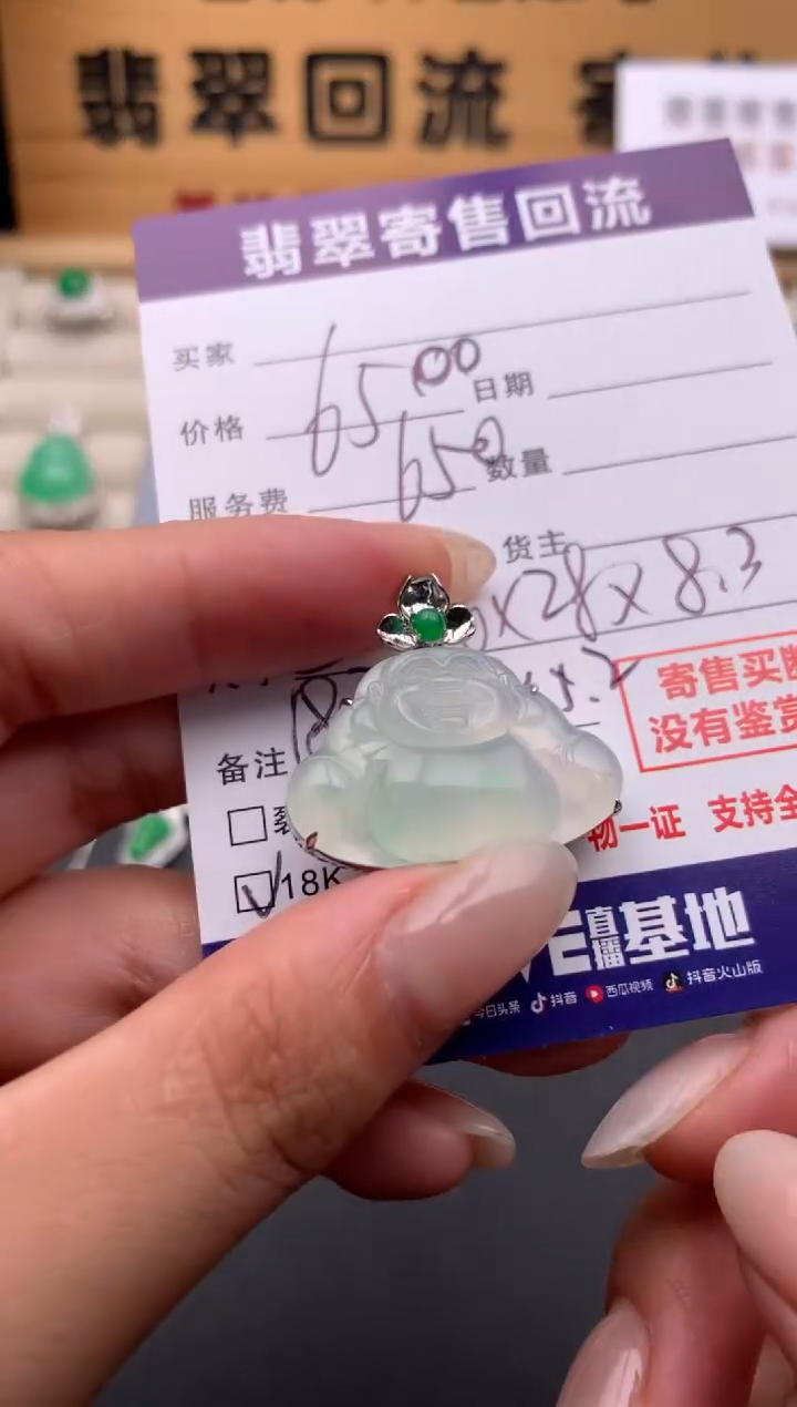 翡翠18K金镶嵌颈饰10134962