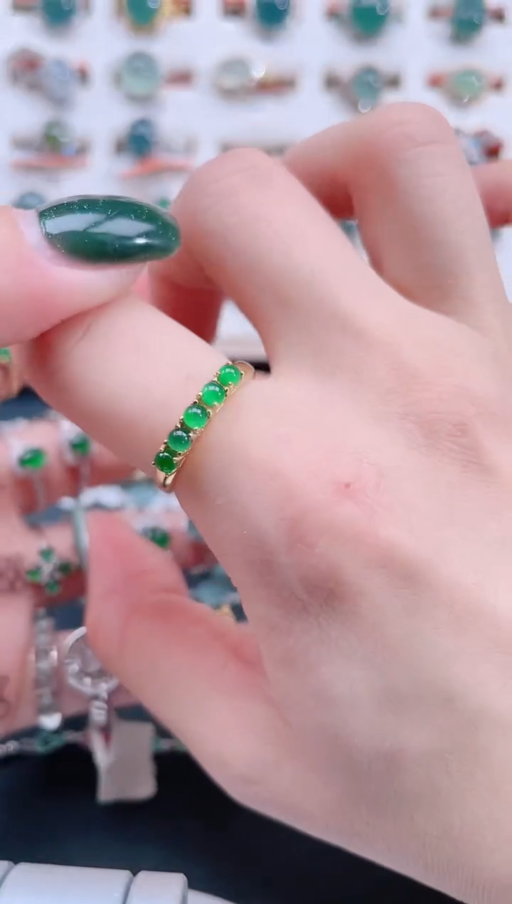 银S925镶嵌戒指翡翠天然翡翠