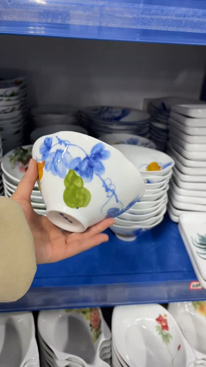 景德镇手绘釉中彩（食品级）荷叶斗笠碗