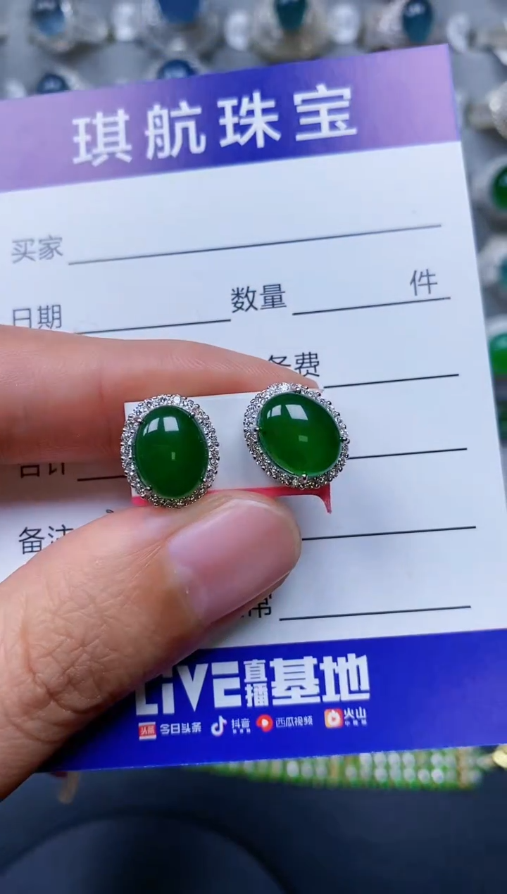 【闪购商品】翡翠耳饰银S925镶嵌0213