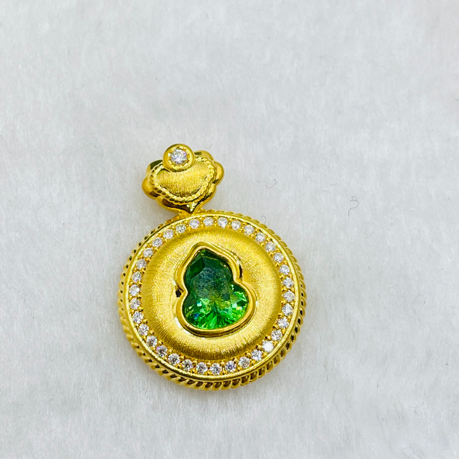 足金5D工艺 镶嵌葫芦圆形吊坠 附加费328