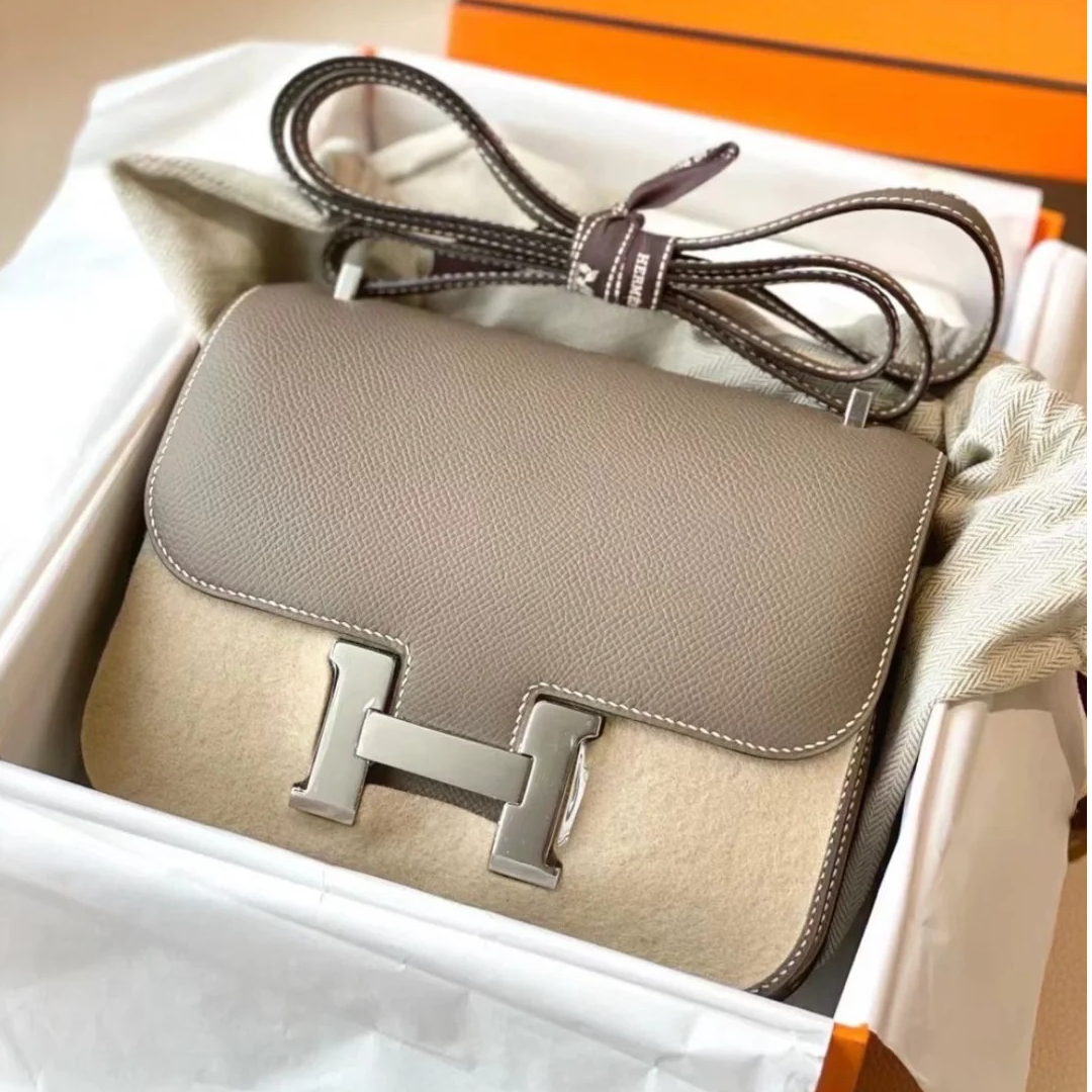 99新 Hermes/爱马仕 小花Jerry活动 康康19 大象灰 Ep皮 B刻包