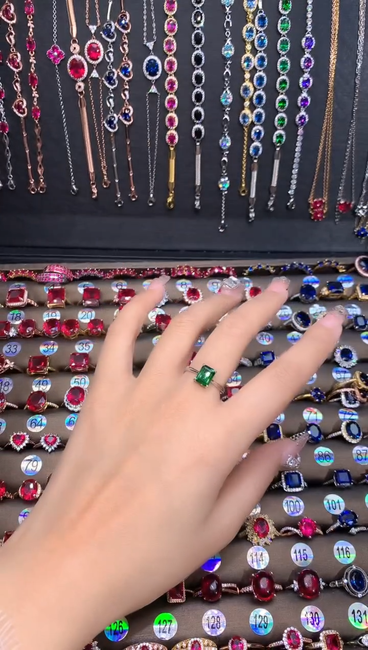 戒指透辉石银S925镶嵌68银色