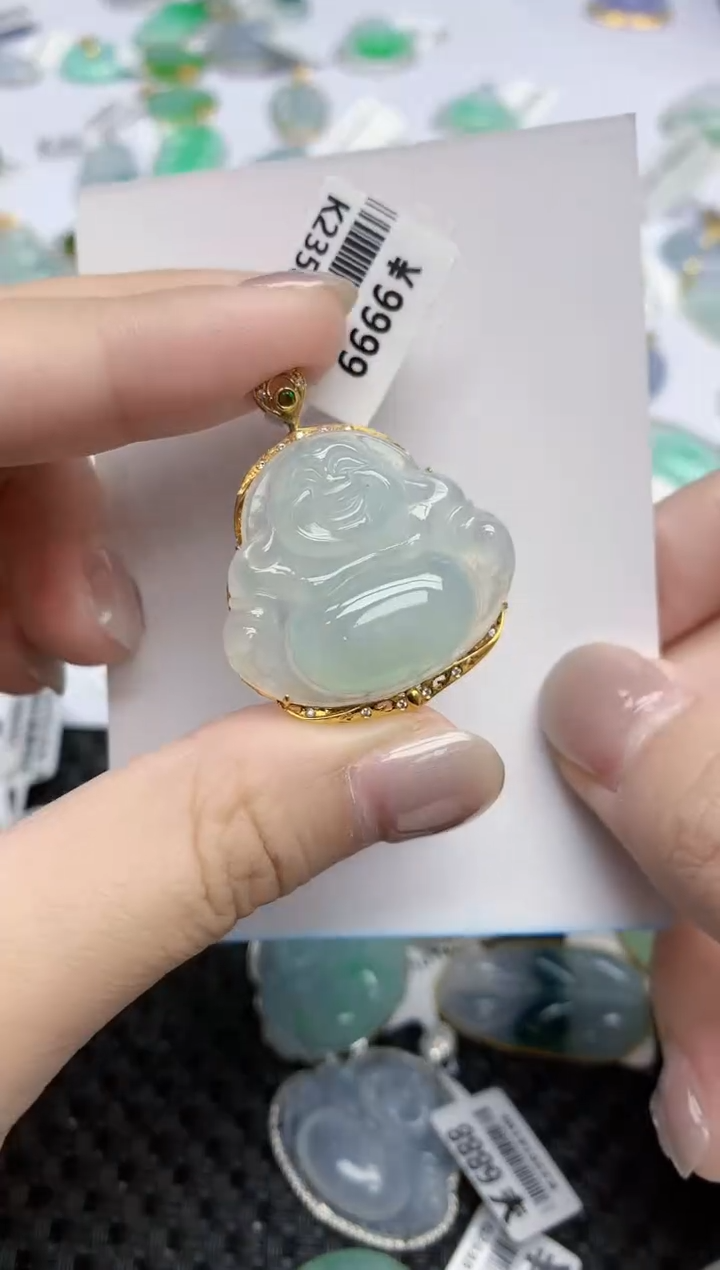 【闪购商品】翡翠颈饰18K金镶嵌天然翡翠A货