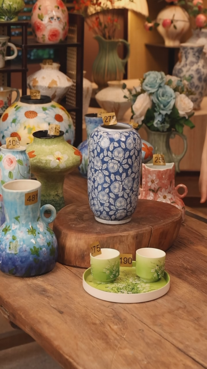 陶瓷275景德镇设计师手作花器摆件侘寂风