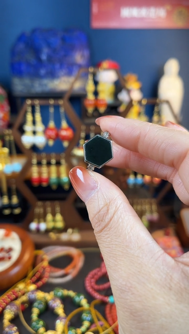 【闪购商品】和田玉戒指银S925镶嵌戒指