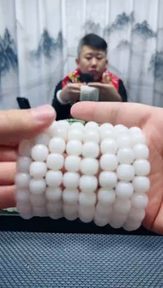 未镶嵌手串和田玉青花白月光老邢卡12纯天然