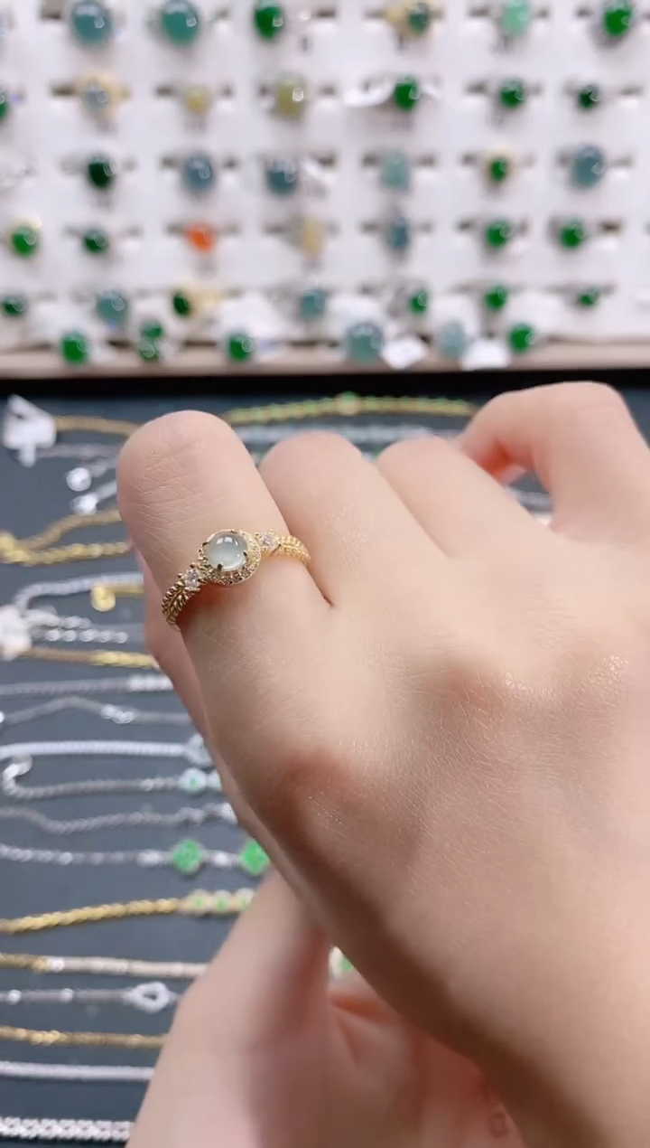 【闪购商品】翡翠戒指银S925镶嵌天然翡翠