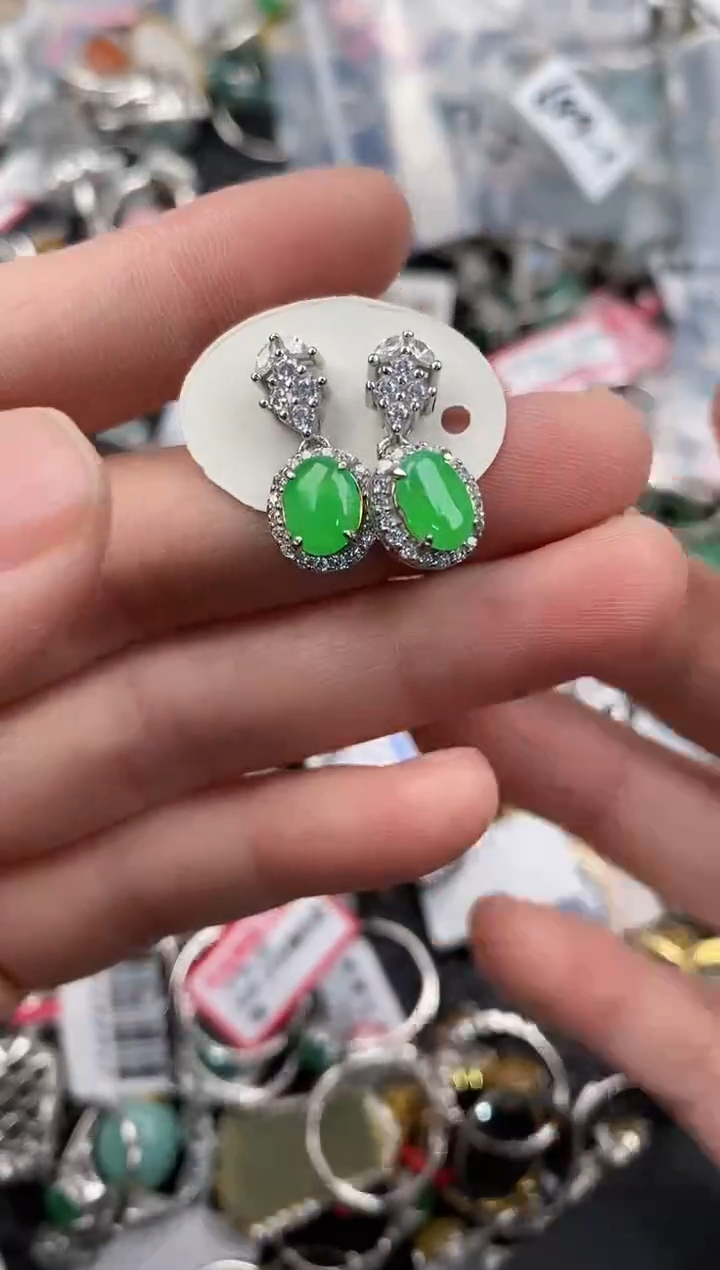 银S925镶嵌戒指翡翠444              7