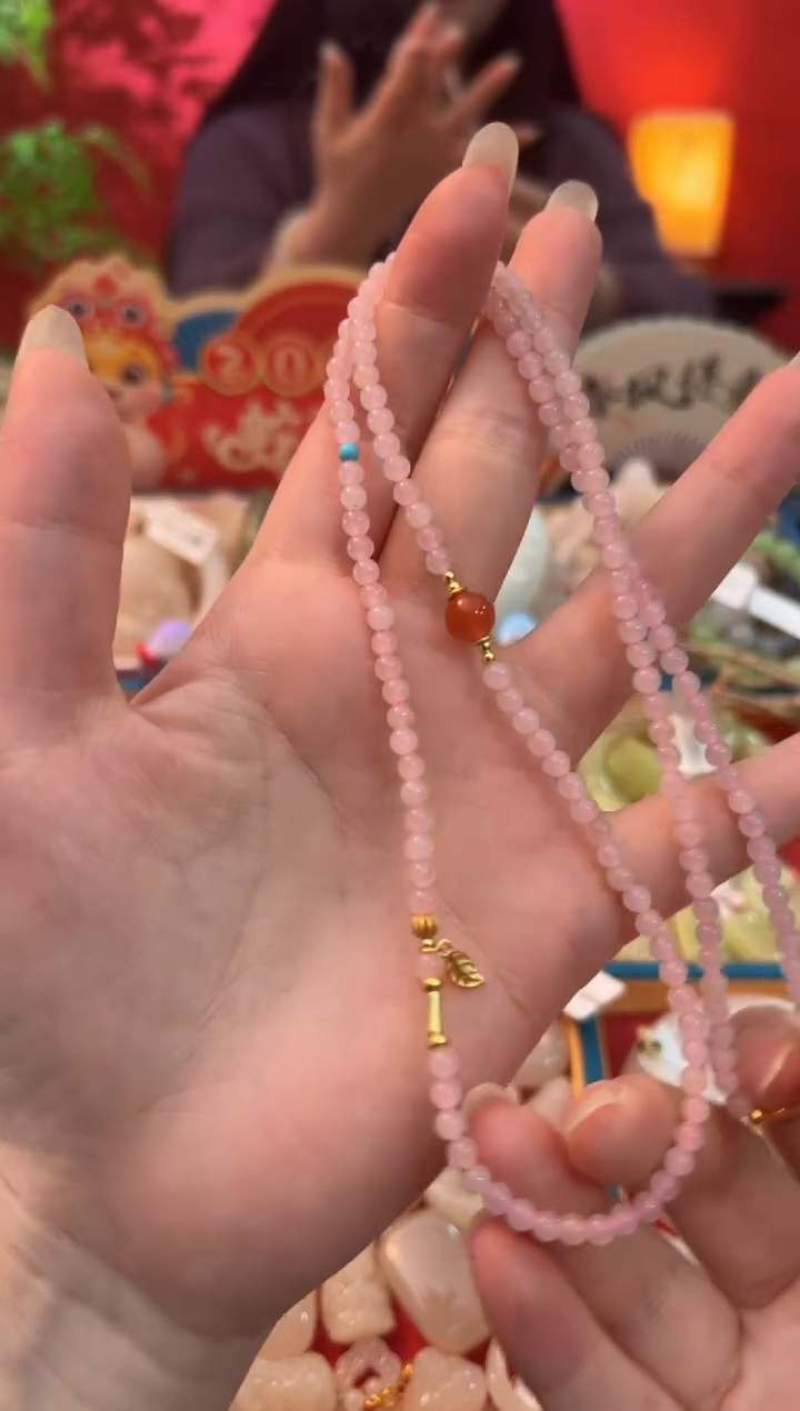 【闪购商品】和田玉珠串未镶嵌藕粉设计款珠串4mm