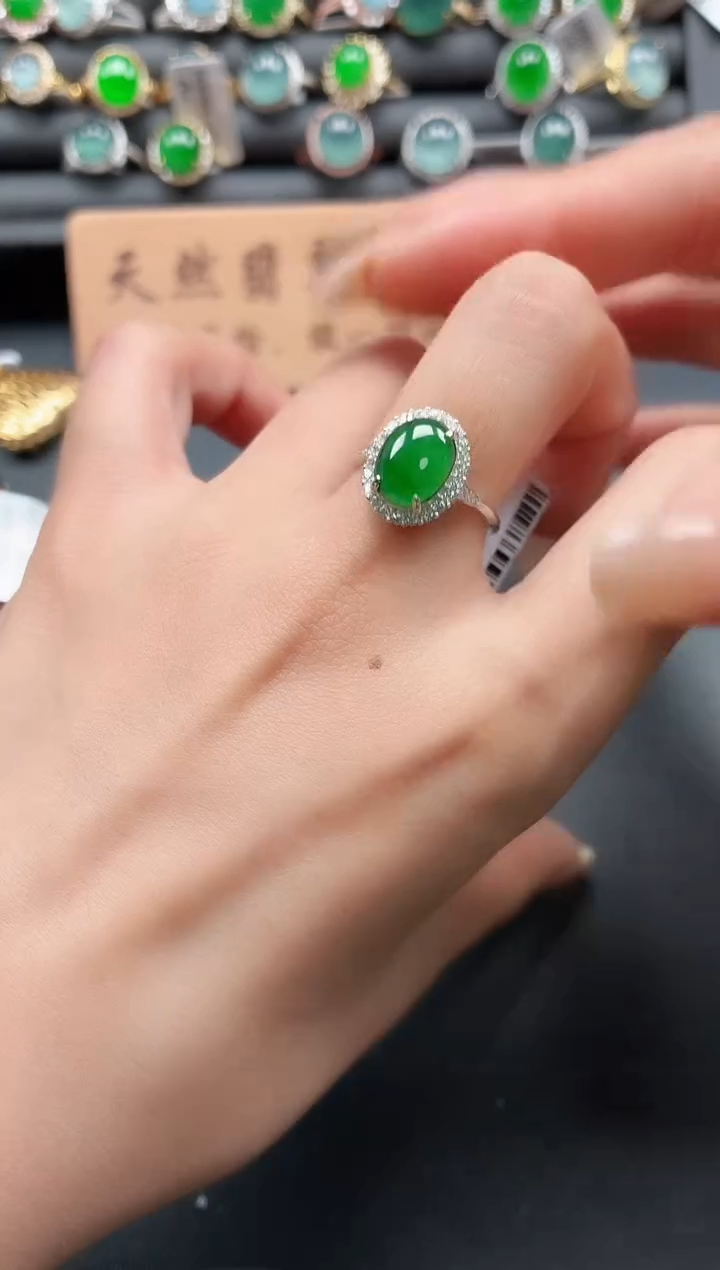 银S925镶嵌戒指翡翠111