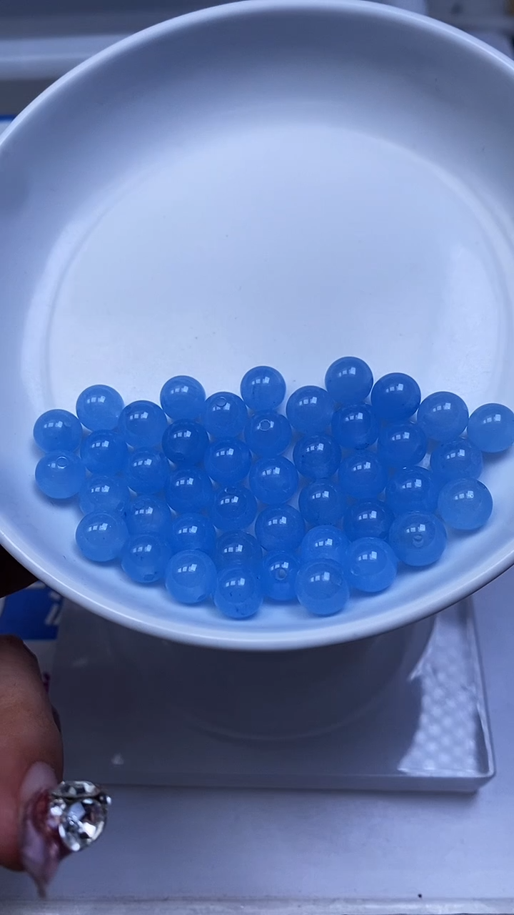 未镶嵌散珠玛瑙/玉髓B90 海蓝宝玛瑙8mm25个7.5元