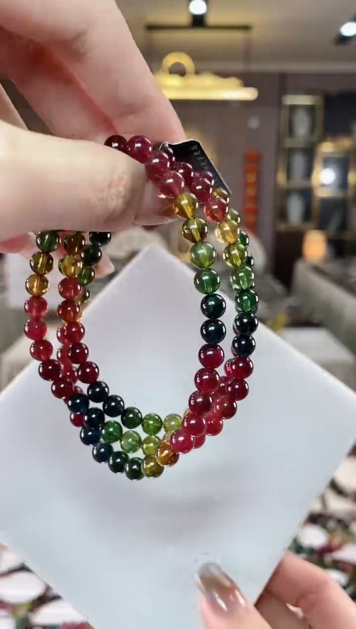 【闪购商品】碧玺三圈手串5mm+未镶嵌一物一证dan