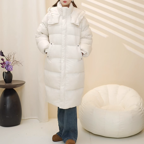 外贸原单女装2025冬新款时尚休闲修身厚款加厚中长款羽绒服53589