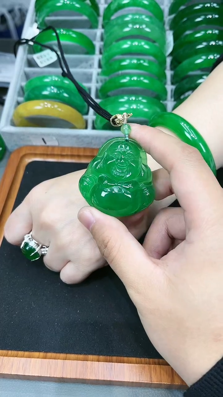 【闪购商品】砖雕s53 冰阳绿佛公吊坠