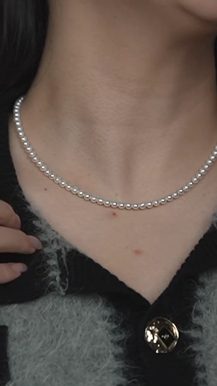 【闪购商品】海水珍珠项链18K金镶嵌akoya4-5微巴串链