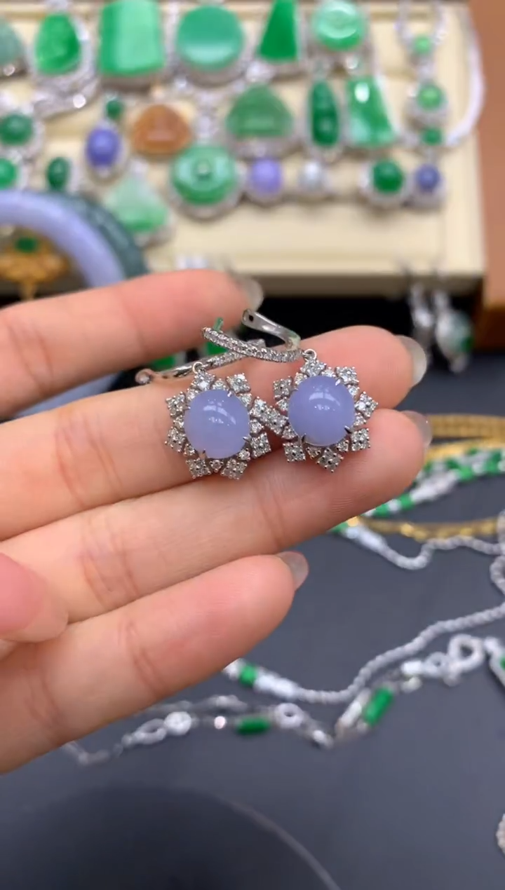 【闪购商品】翡翠耳饰18K金镶嵌456-中国好珍宝