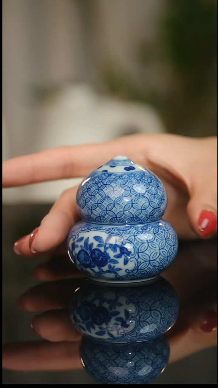 摆件陶铜钱纹开窗葫芦