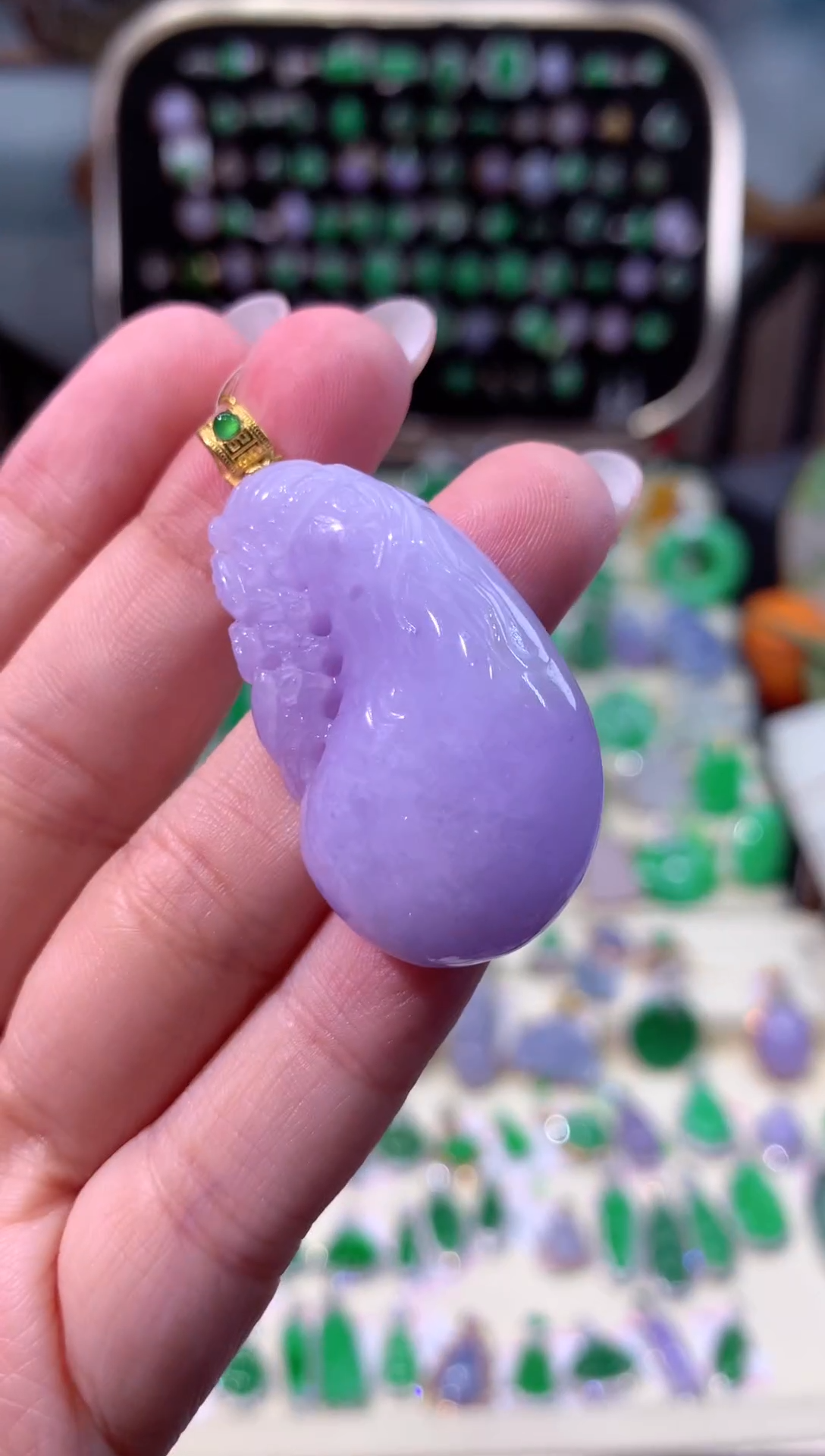 【闪购商品】翡翠颈饰18K金镶嵌缅甸天然A货翡翠