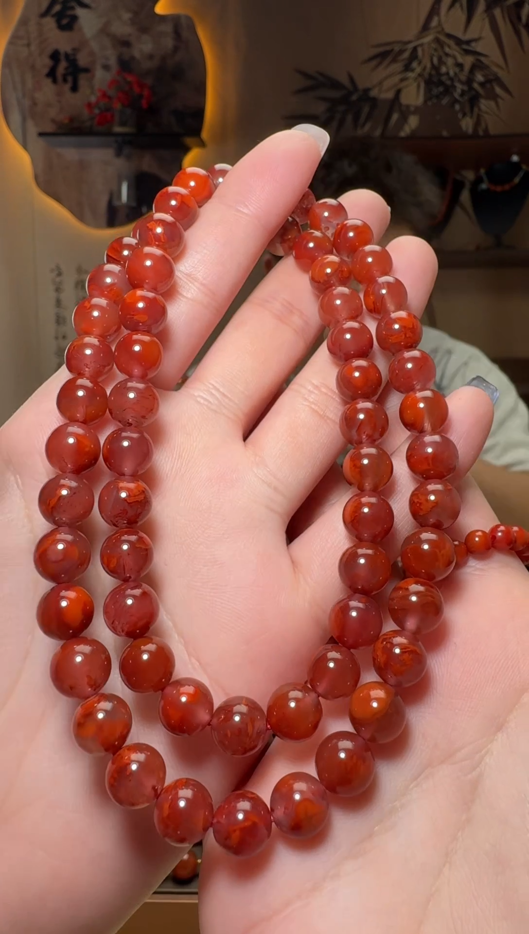 未镶嵌原矿无优化无注胶项链南红玛瑙一条8mm+ 