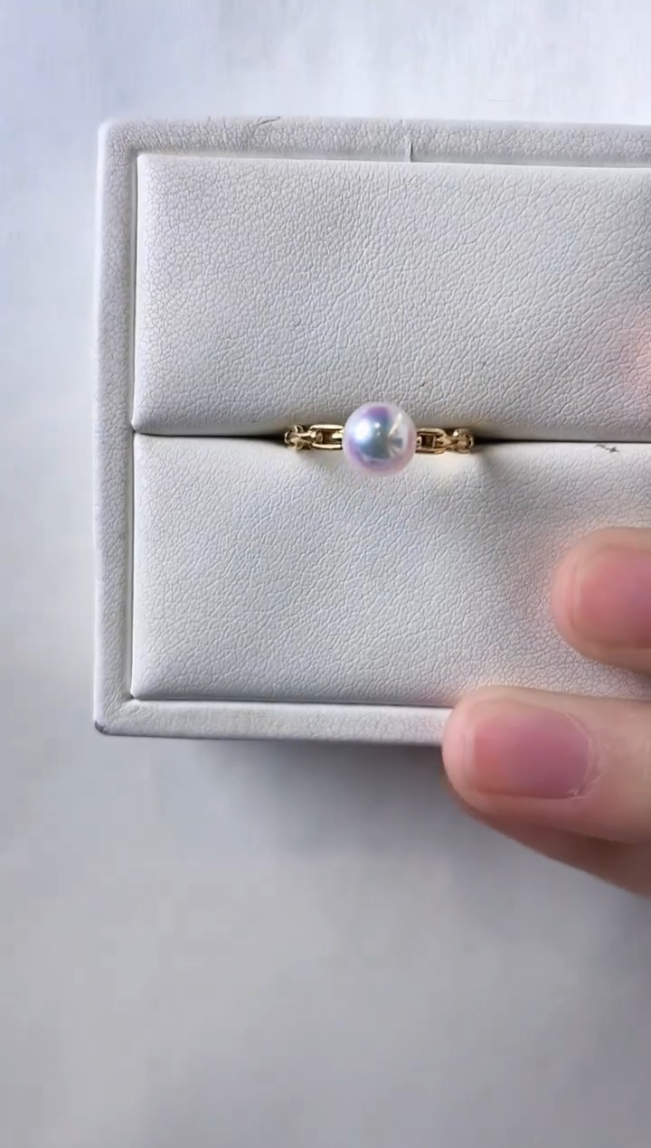 【闪购商品】海水珍珠戒指18K金镶嵌6.5-7Akoya海水珍珠戒指