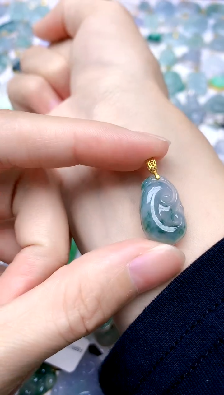 颈饰银S925镶嵌翡翠天然A货翡翠